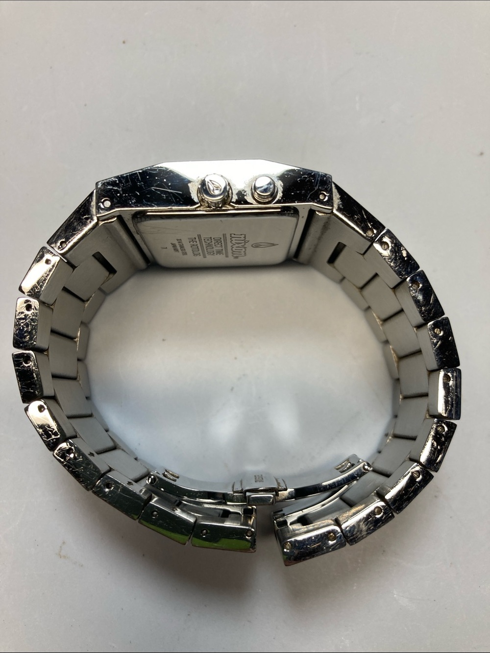 Nixon Rotolog, Silver and Dark Wood Inlay Bracelet Watch, new battery - Picture 11 of 16